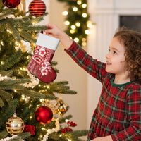 Tonga Ngatu Kupesi Royal Red Christmas Stocking Koe Otua Mo Tonga Ko Hoku Tofia LT7 - Polynesian Pride