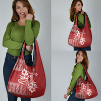 Tonga Ngatu Kupesi Royal Red Grocery Bag Koe Otua Mo Tonga Ko Hoku Tofia LT7 - Polynesian Pride