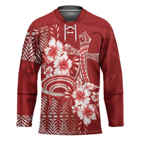 Tonga Ngatu Kupesi Royal Red Hockey Jersey Koe Otua Mo Tonga Ko Hoku Tofia LT7 Unisex Red - Polynesian Pride