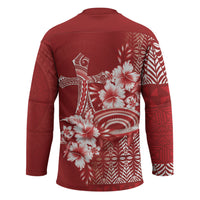 Tonga Ngatu Kupesi Royal Red Hockey Jersey Koe Otua Mo Tonga Ko Hoku Tofia LT7 - Polynesian Pride