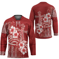 Tonga Ngatu Kupesi Royal Red Hockey Jersey Koe Otua Mo Tonga Ko Hoku Tofia LT7 - Polynesian Pride