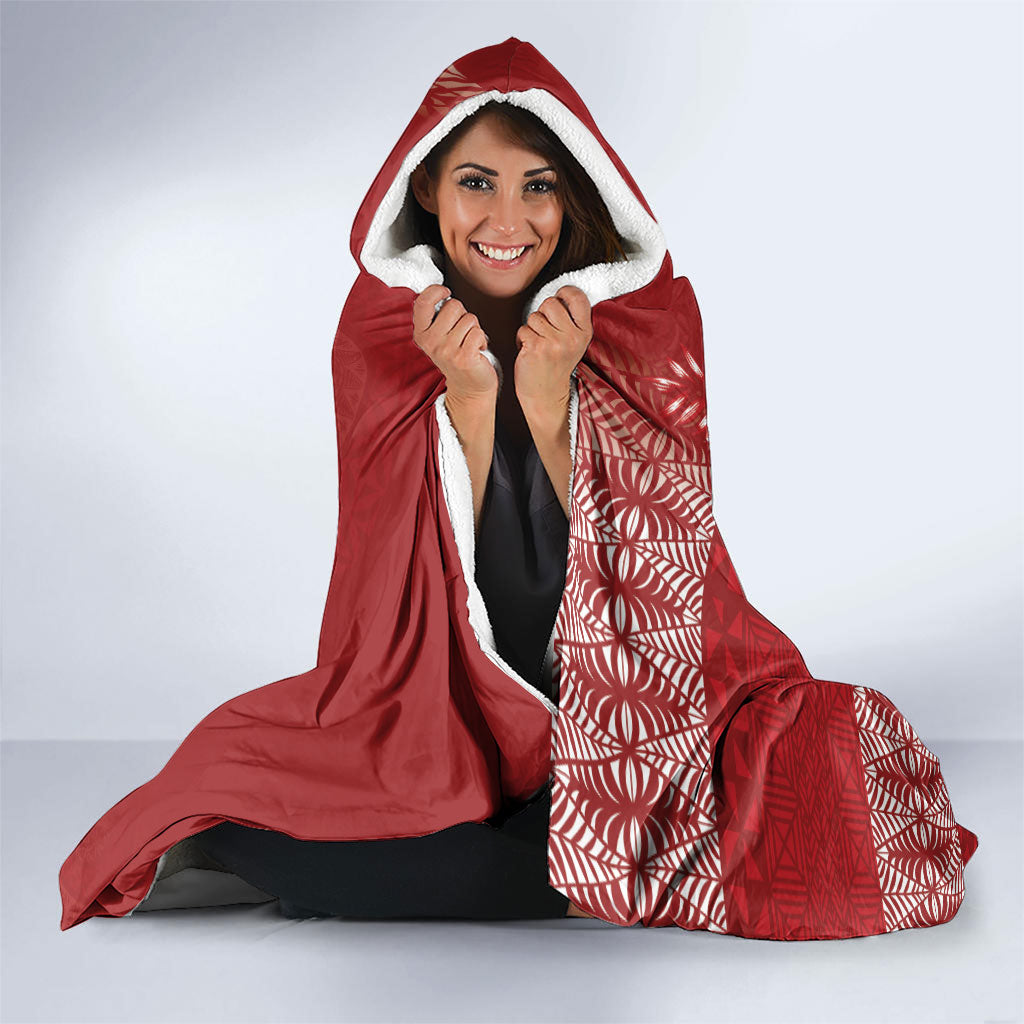 Tonga Ngatu Kupesi Royal Red Hooded Blanket Koe Otua Mo Tonga Ko Hoku Tofia LT7 - Polynesian Pride