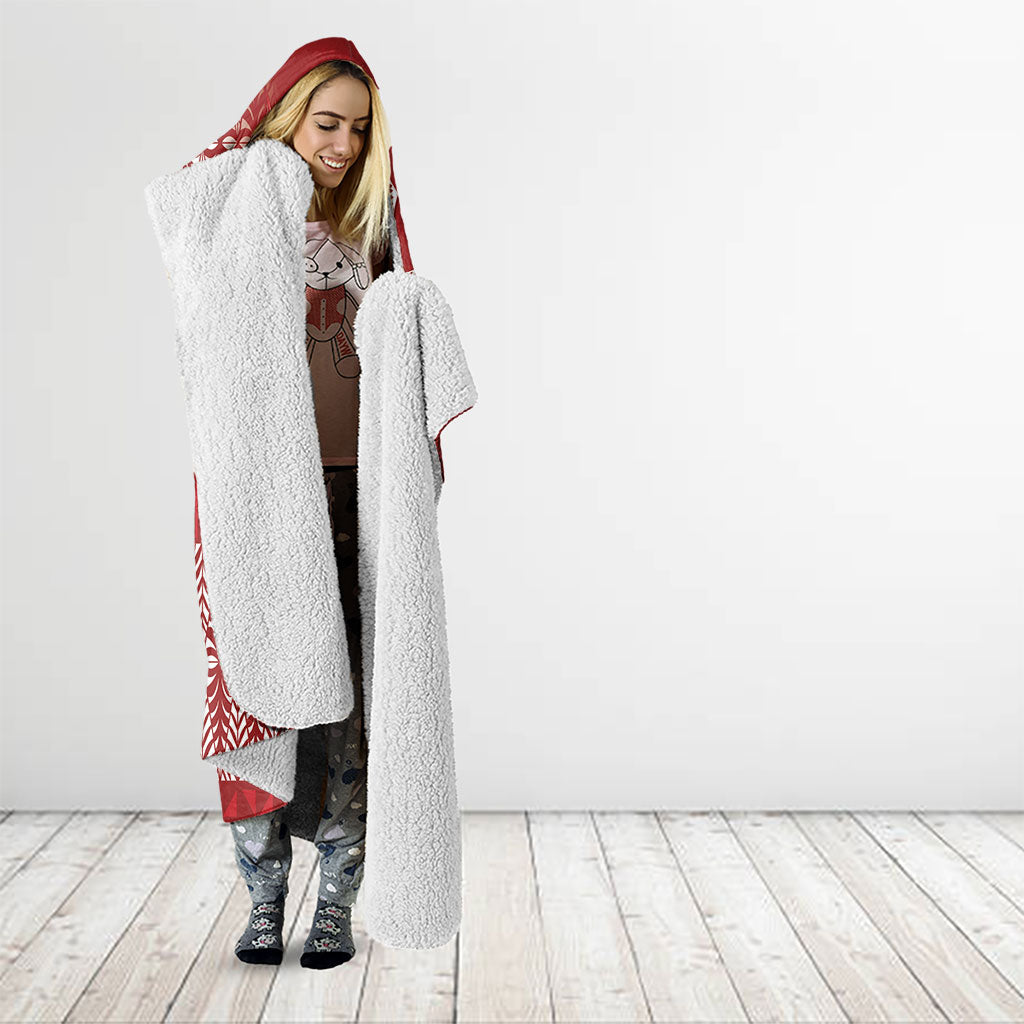 Tonga Ngatu Kupesi Royal Red Hooded Blanket Koe Otua Mo Tonga Ko Hoku Tofia LT7 - Polynesian Pride