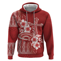 Tonga Ngatu Kupesi Royal Red Hoodie Koe Otua Mo Tonga Ko Hoku Tofia LT7 Pullover Hoodie Red - Polynesian Pride