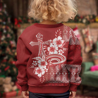 Tonga Ngatu Kupesi Royal Red Kid Ugly Christmas Sweater Koe Otua Mo Tonga Ko Hoku Tofia LT7 - Polynesian Pride
