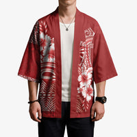 Tonga Ngatu Kupesi Royal Red Kimono Koe Otua Mo Tonga Ko Hoku Tofia LT7 - Polynesian Pride