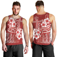 Tonga Ngatu Kupesi Royal Red Men Tank Top Koe Otua Mo Tonga Ko Hoku Tofia LT7 - Polynesian Pride
