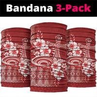 Tonga Ngatu Kupesi Royal Red Neck Gaiter Koe Otua Mo Tonga Ko Hoku Tofia LT7 package One Size: 25*50cm Red - Polynesian Pride