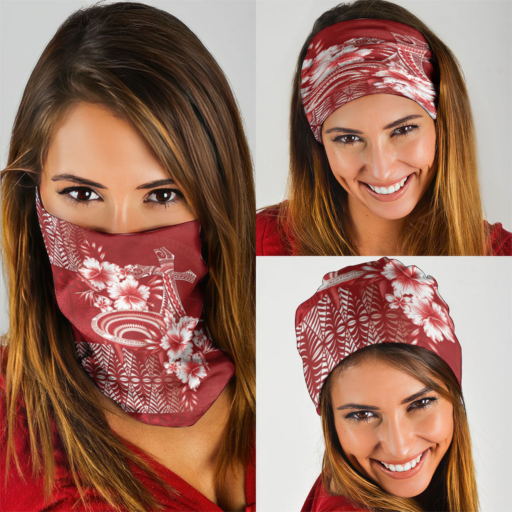 Tonga Ngatu Kupesi Royal Red Neck Gaiter Koe Otua Mo Tonga Ko Hoku Tofia LT7 - Polynesian Pride