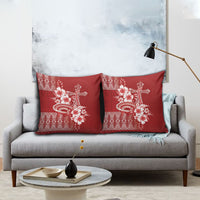 Tonga Ngatu Kupesi Royal Red Pillow Cover Koe Otua Mo Tonga Ko Hoku Tofia LT7 - Polynesian Pride
