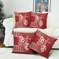 Tonga Ngatu Kupesi Royal Red Pillow Cover Koe Otua Mo Tonga Ko Hoku Tofia LT7 - Polynesian Pride