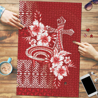 Tonga Ngatu Kupesi Royal Red Puzzle Koe Otua Mo Tonga Ko Hoku Tofia LT7 Red - Polynesian Pride