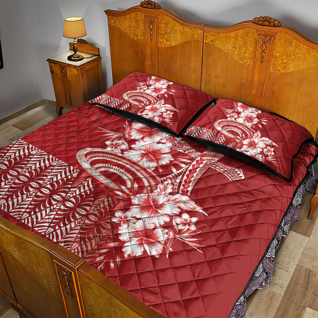 Tonga Ngatu Kupesi Royal Red Quilt Bed Set Koe Otua Mo Tonga Ko Hoku Tofia LT7 - Polynesian Pride