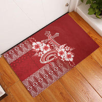 Tonga Ngatu Kupesi Royal Red Rubber Doormat Koe Otua Mo Tonga Ko Hoku Tofia LT7 - Polynesian Pride
