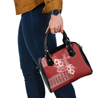 Tonga Ngatu Kupesi Royal Red Shoulder Handbag Koe Otua Mo Tonga Ko Hoku Tofia LT7 - Polynesian Pride