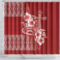 Tonga Ngatu Kupesi Royal Red Shower Curtain Koe Otua Mo Tonga Ko Hoku Tofia LT7 - Polynesian Pride