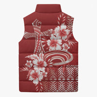 Tonga Ngatu Kupesi Royal Red Sleeveless Puffer Jacket Koe Otua Mo Tonga Ko Hoku Tofia LT7 - Polynesian Pride