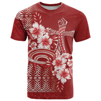 Tonga Ngatu Kupesi Royal Red T Shirt Koe Otua Mo Tonga Ko Hoku Tofia LT7 Red - Polynesian Pride