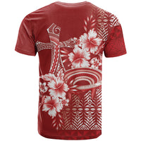 Tonga Ngatu Kupesi Royal Red T Shirt Koe Otua Mo Tonga Ko Hoku Tofia LT7 - Polynesian Pride