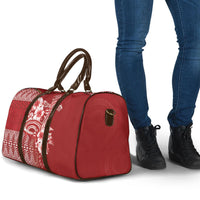 Tonga Ngatu Kupesi Royal Red Travel Bag Koe Otua Mo Tonga Ko Hoku Tofia LT7 - Polynesian Pride