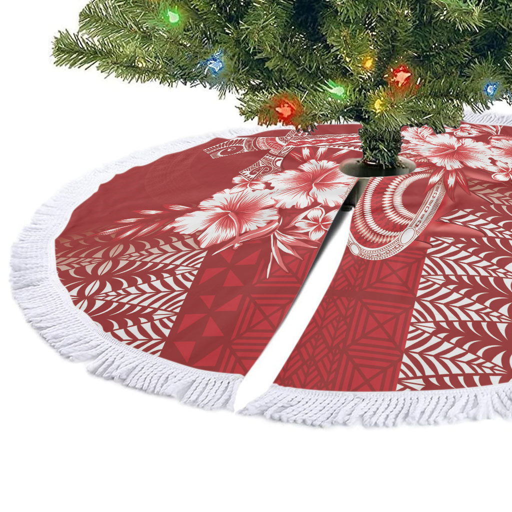 Tonga Ngatu Kupesi Royal Red Tree Skirt Koe Otua Mo Tonga Ko Hoku Tofia LT7 - Polynesian Pride