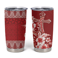 Tonga Ngatu Kupesi Royal Red Tumbler Cup Koe Otua Mo Tonga Ko Hoku Tofia LT7 Red - Polynesian Pride