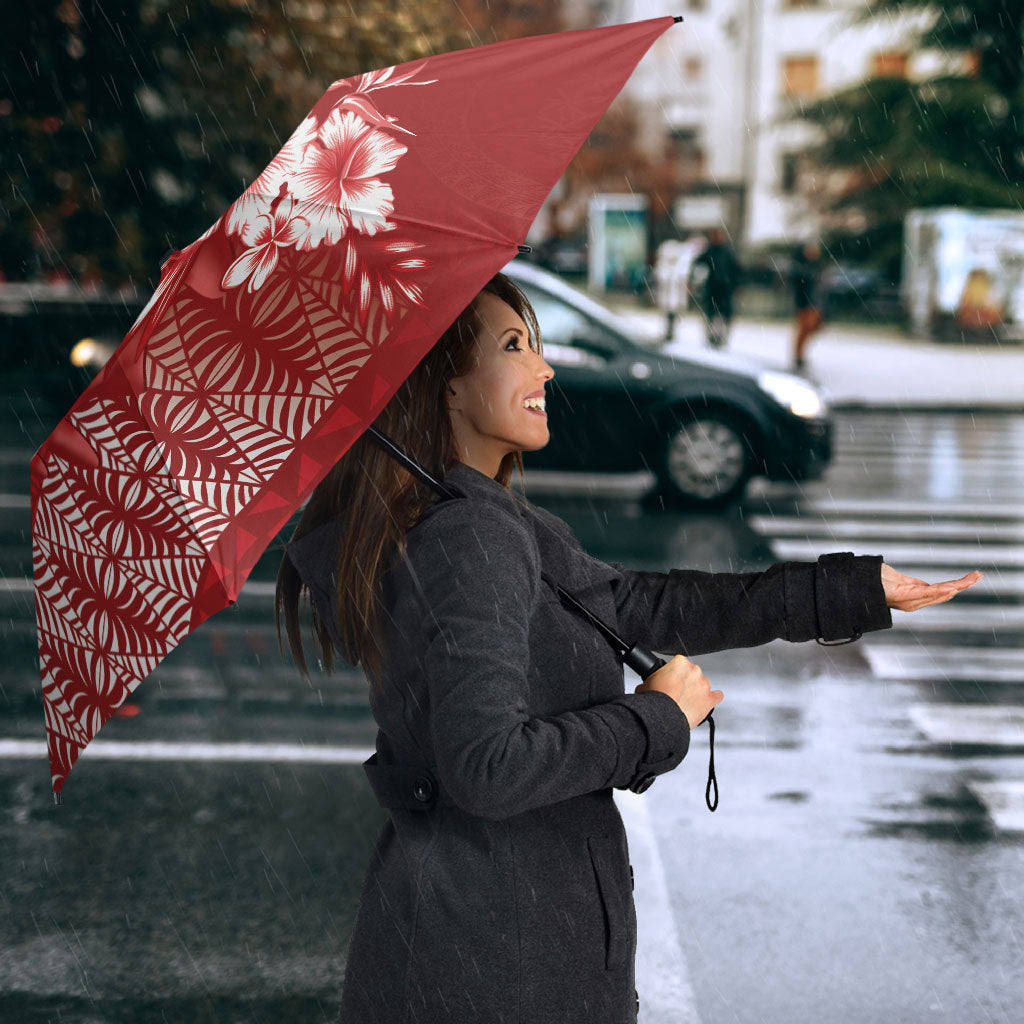 Tonga Ngatu Kupesi Royal Red Umbrella Koe Otua Mo Tonga Ko Hoku Tofia LT7 - Polynesian Pride