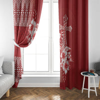 Tonga Ngatu Kupesi Royal Red Window Curtain Koe Otua Mo Tonga Ko Hoku Tofia LT7 - Polynesian Pride