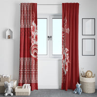 Tonga Ngatu Kupesi Royal Red Window Curtain Koe Otua Mo Tonga Ko Hoku Tofia LT7 - Polynesian Pride