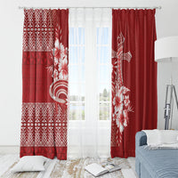 Tonga Ngatu Kupesi Royal Red Window Curtain Koe Otua Mo Tonga Ko Hoku Tofia LT7 - Polynesian Pride