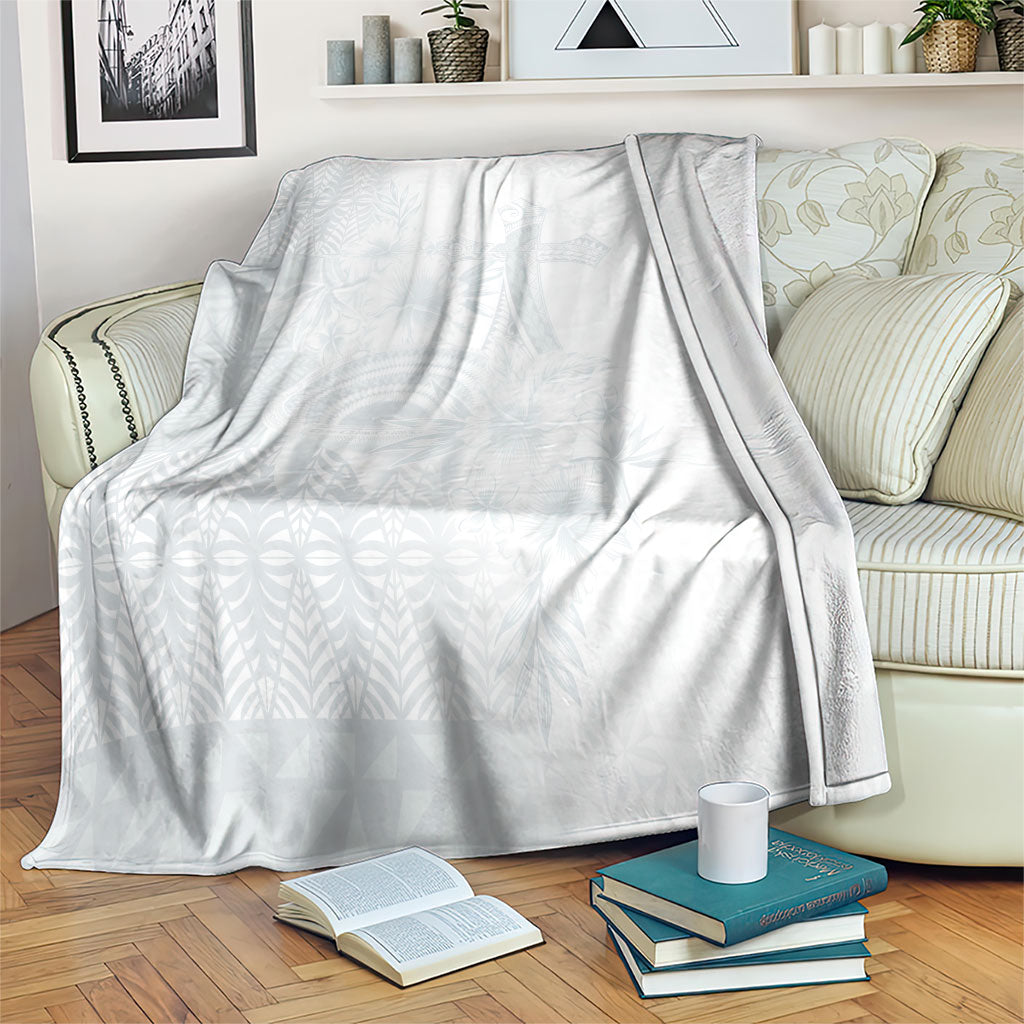 Tonga Ngatu Kupesi White Sunday Fakame Blanket Koe Otua Mo Tonga Ko Hoku Tofia LT7 White - Polynesian Pride