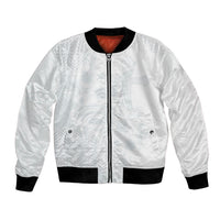 Tonga Ngatu Kupesi White Sunday Fakame Bomber Jacket Koe Otua Mo Tonga Ko Hoku Tofia LT7 Unisex White - Polynesian Pride