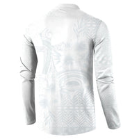 Tonga Ngatu Kupesi White Sunday Fakame Button Sweatshirt Koe Otua Mo Tonga Ko Hoku Tofia LT7 - Polynesian Pride