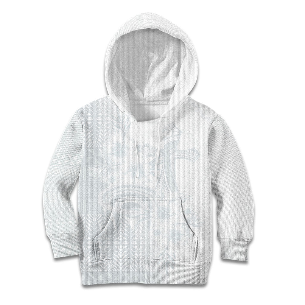 Tonga Ngatu Kupesi White Sunday Fakame Kid Hoodie Koe Otua Mo Tonga Ko Hoku Tofia LT7 Hoodie White - Polynesian Pride