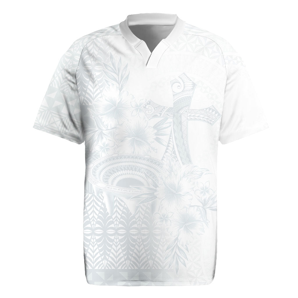 Tonga Ngatu Kupesi White Sunday Fakame Rugby Jersey Koe Otua Mo Tonga Ko Hoku Tofia