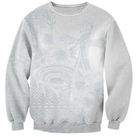 Tonga Ngatu Kupesi White Sunday Fakame Sweatshirt Koe Otua Mo Tonga Ko Hoku Tofia LT7 Unisex White - Polynesian Pride
