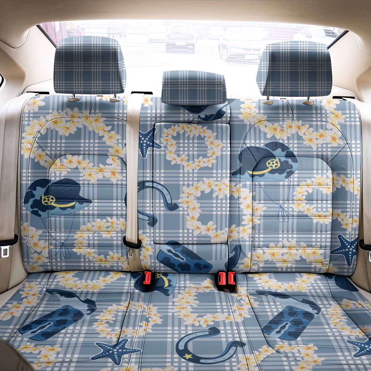 Aloha Hawaii Paniolo Jeans Palaka Back Car Seat Cover Coastal Rodeo LT7 - Polynesian Pride