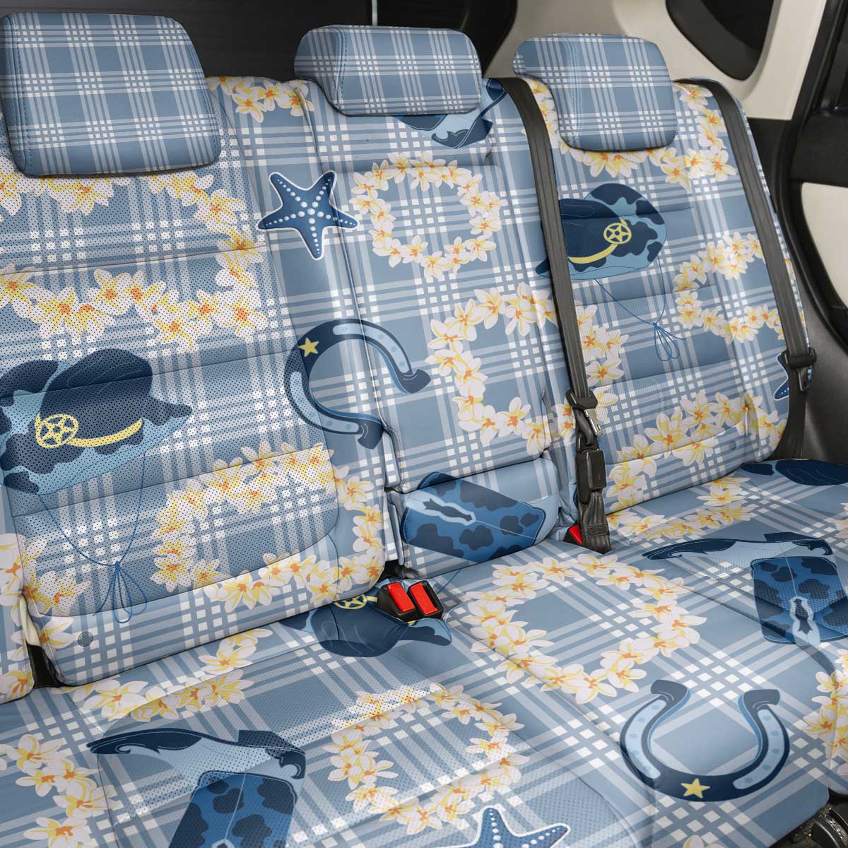 Aloha Hawaii Paniolo Jeans Palaka Back Car Seat Cover Coastal Rodeo LT7 - Polynesian Pride