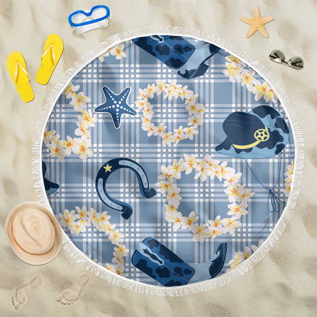 Aloha Hawaii Paniolo Jeans Palaka Beach Blanket Coastal Rodeo LT7 One Size 150cm Pastel Blue - Polynesian Pride