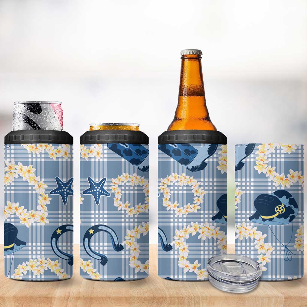 Aloha Hawaii Paniolo Jeans Palaka 4 in 1 Can Cooler Tumbler Coastal Rodeo - Polynesian Pride