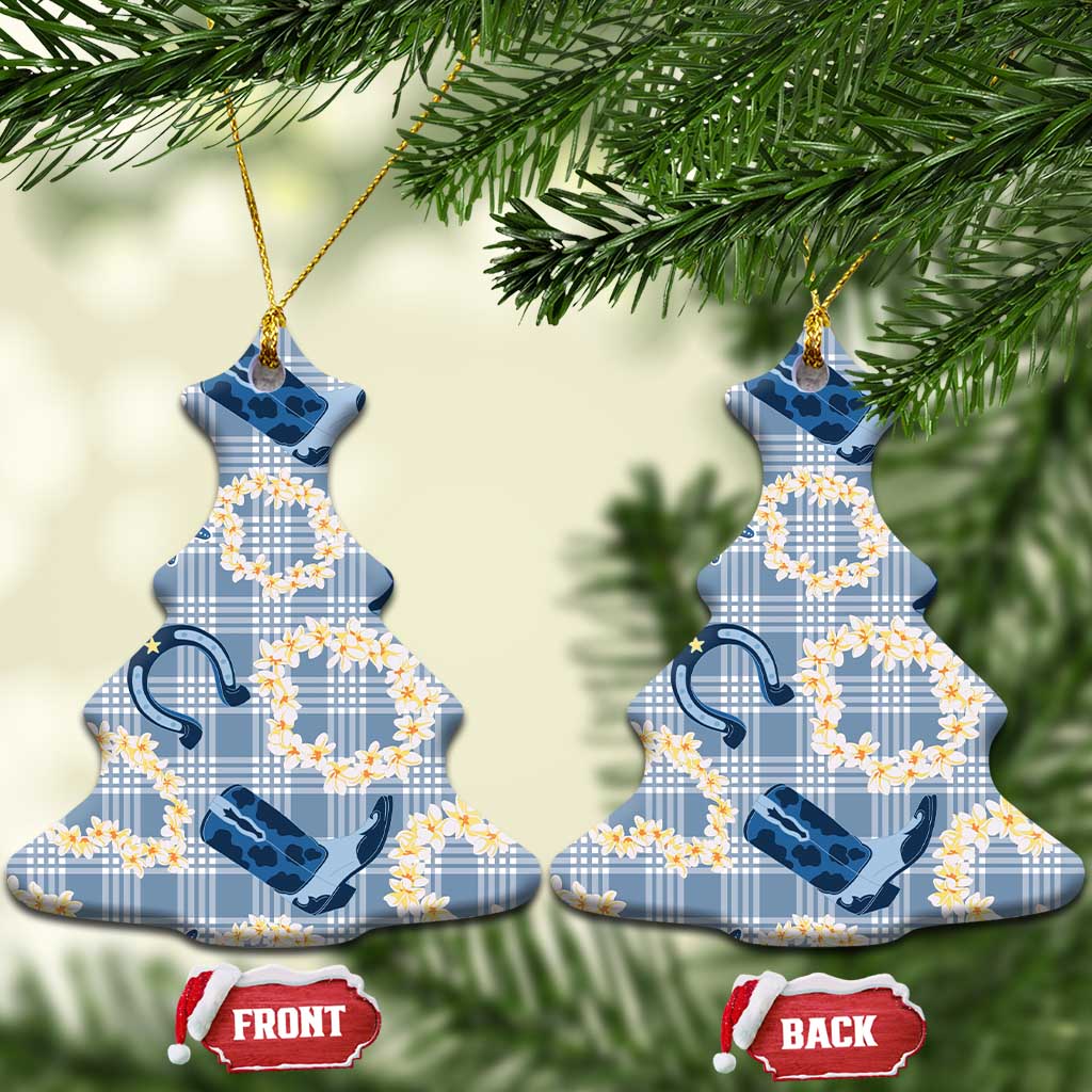 Aloha Hawaii Paniolo Jeans Palaka Ceramic Ornament Coastal Rodeo LT7 Christmas Tree Pastel Blue - Polynesian Pride