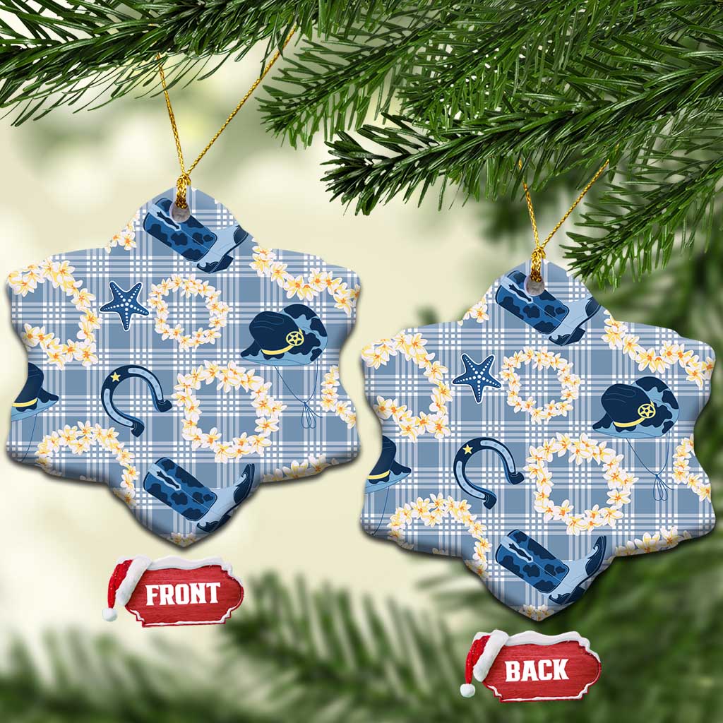 Aloha Hawaii Paniolo Jeans Palaka Ceramic Ornament Coastal Rodeo LT7 Snow Flake Pastel Blue - Polynesian Pride