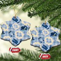 Aloha Hawaii Paniolo Jeans Palaka Ceramic Ornament Coastal Rodeo LT7 Snow Flake Pastel Blue - Polynesian Pride