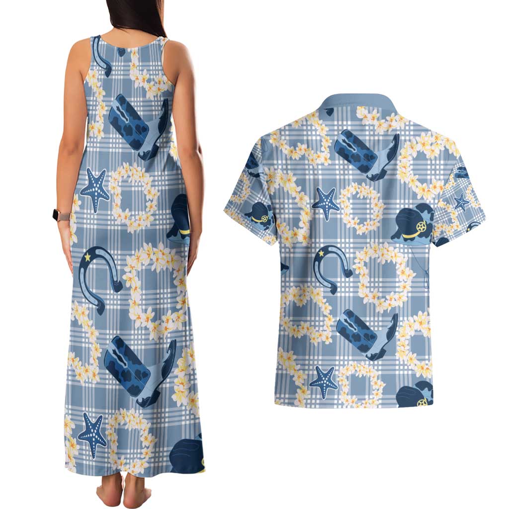 Aloha Hawaii Paniolo Jeans Palaka Couples Matching Tank Maxi Dress and Hawaiian Shirt Coastal Rodeo - Polynesian Pride