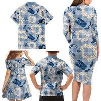 Aloha Hawaii Paniolo Jeans Palaka Family Matching Long Sleeve Bodycon Dress and Hawaiian Shirt Coastal Rodeo - Polynesian Pride