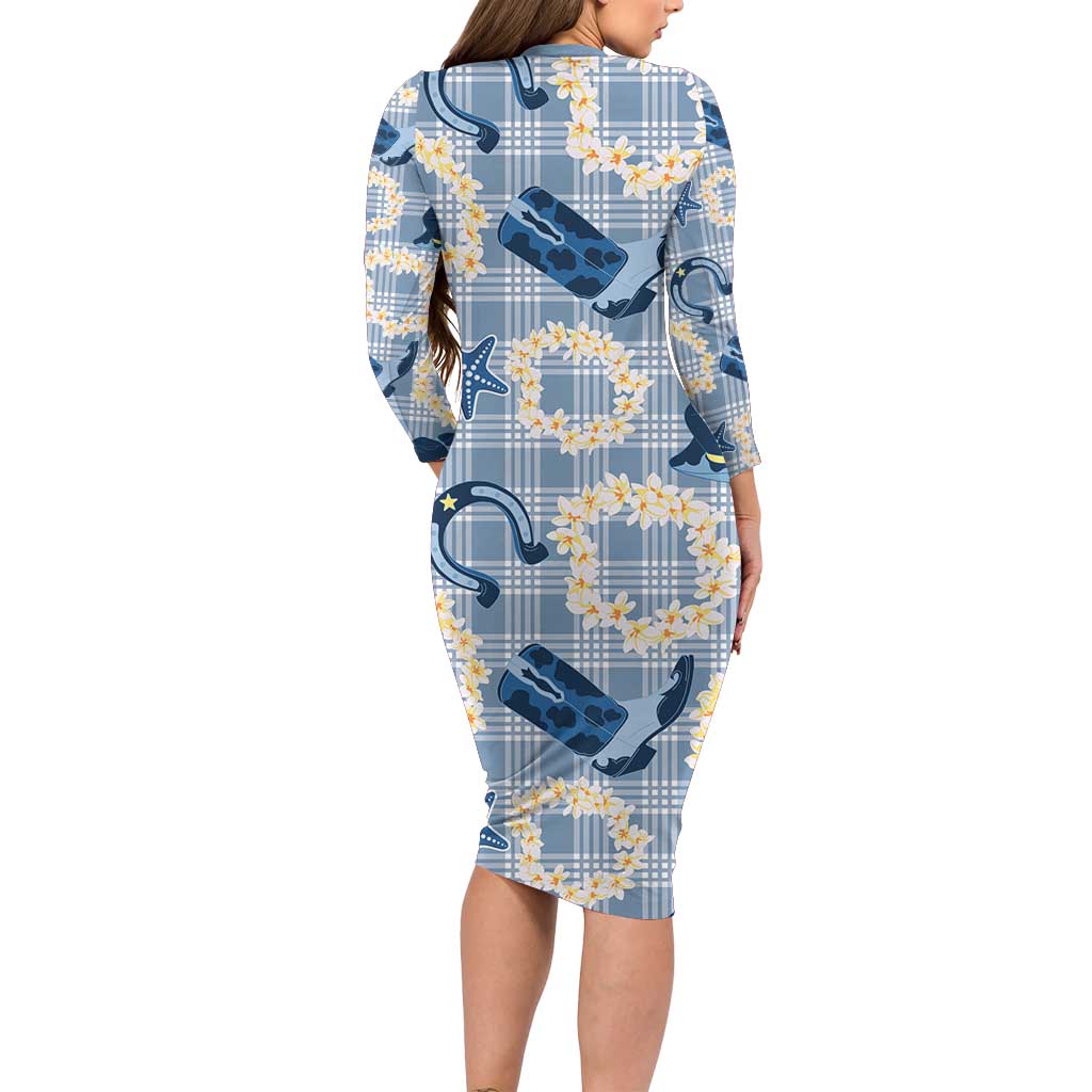 Aloha Hawaii Paniolo Jeans Palaka Long Sleeve Bodycon Dress Coastal Rodeo - Polynesian Pride