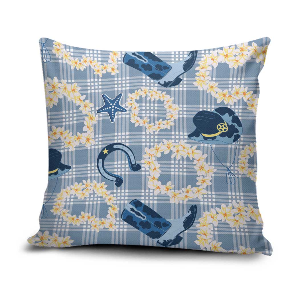 Aloha Hawaii Paniolo Jeans Palaka Pillow Cover Coastal Rodeo LT7 Pastel Blue - Polynesian Pride