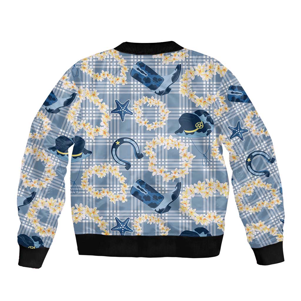 Aloha Hawaii Paniolo Jeans Palaka Sleeve Zip Bomber Jacket Coastal Rodeo - Polynesian Pride
