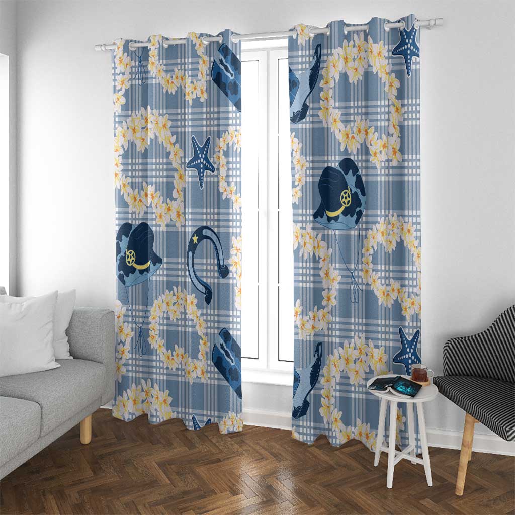 Aloha Hawaii Paniolo Jeans Palaka Window Curtain Coastal Rodeo LT7 With Grommets Pastel Blue - Polynesian Pride
