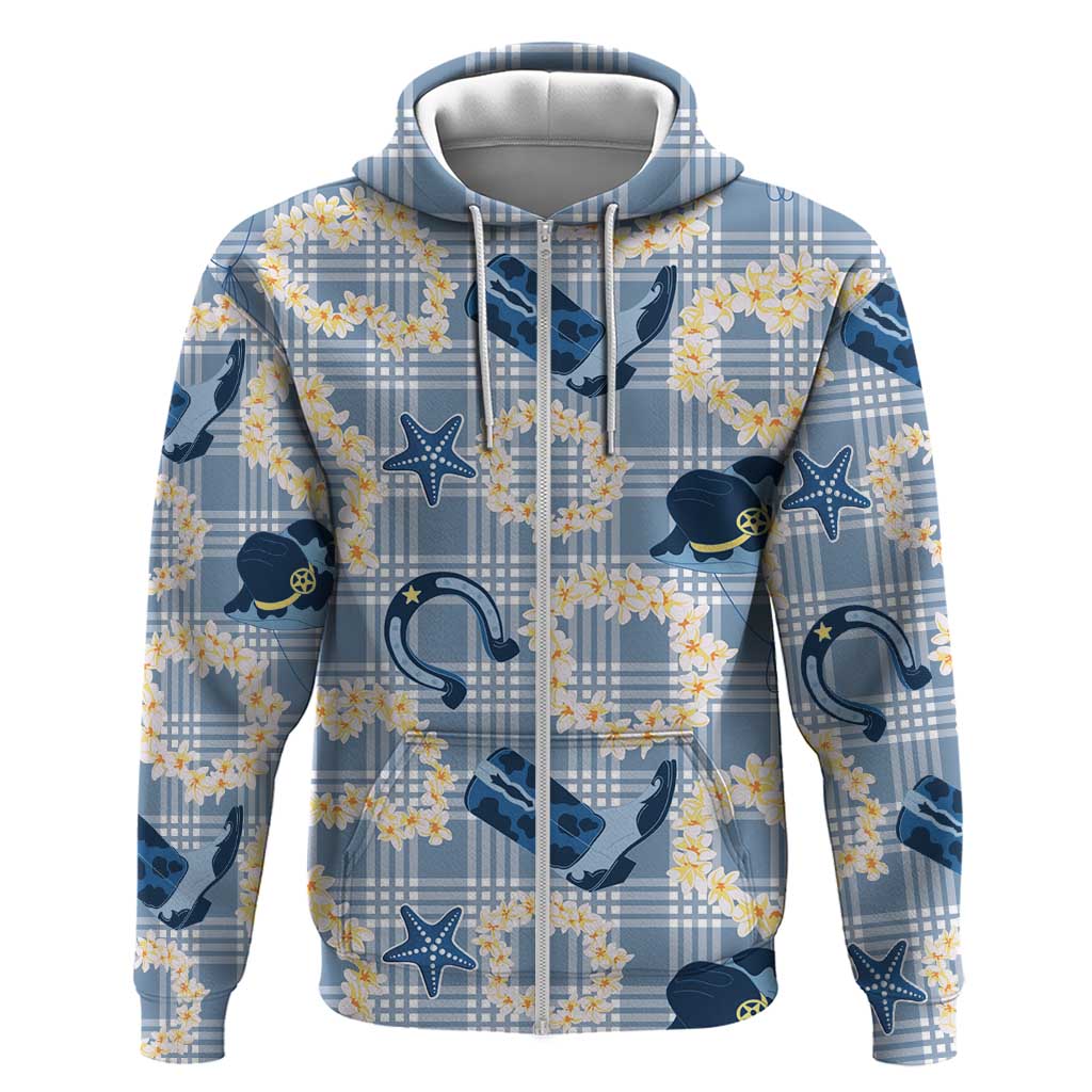 Aloha Hawaii Paniolo Jeans Palaka Zip Hoodie Coastal Rodeo - Polynesian Pride